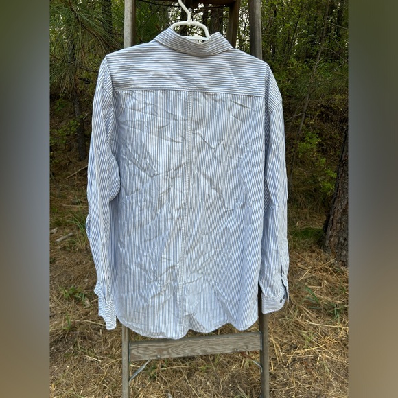 Reunion XXL cotton blue pinstripe button down shirt - Picture 6 of 6
